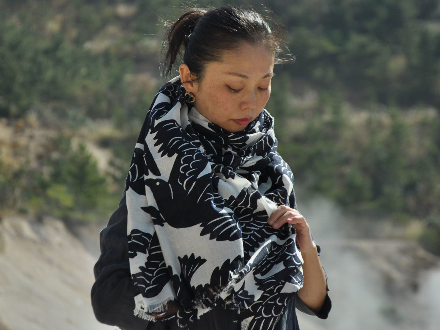 
                  
                    Crow Patterned Stole by Yotsume
                  
                