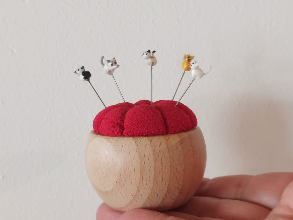 Cat Sewing Pin Cushion and Pins by Hiro