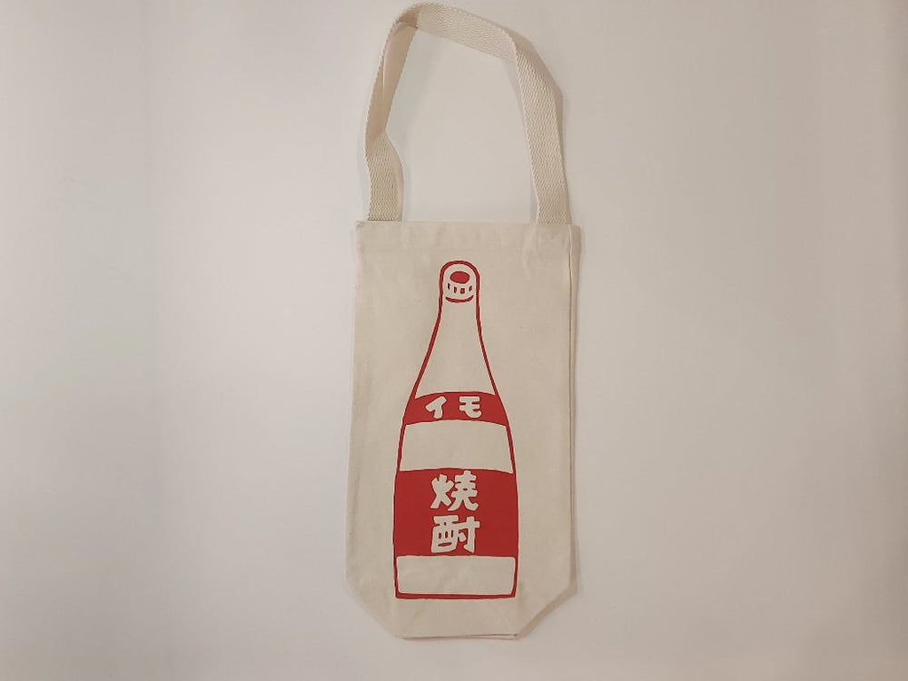 Red 'Imo Shochu' Design Bottle Bag by Kagomania