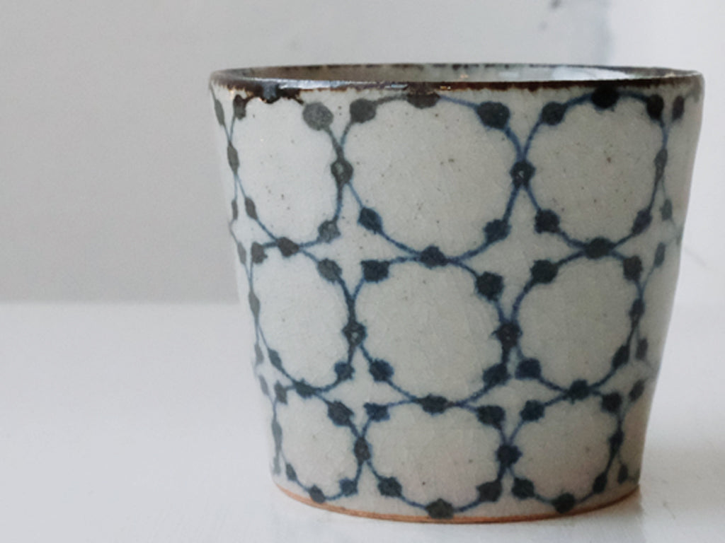 
                  
                    Indigo Marumon Patterned Sobachoko Cup by Tōsai-gama
                  
                