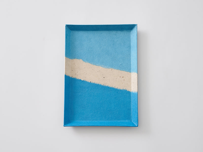 
                  
                    [Atelier Densan]  Indigo dyed Paper Tray - Larger size.  By Awa Tesuki Washi.
                  
                