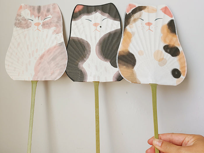 Handmade Cat Marugame Fans