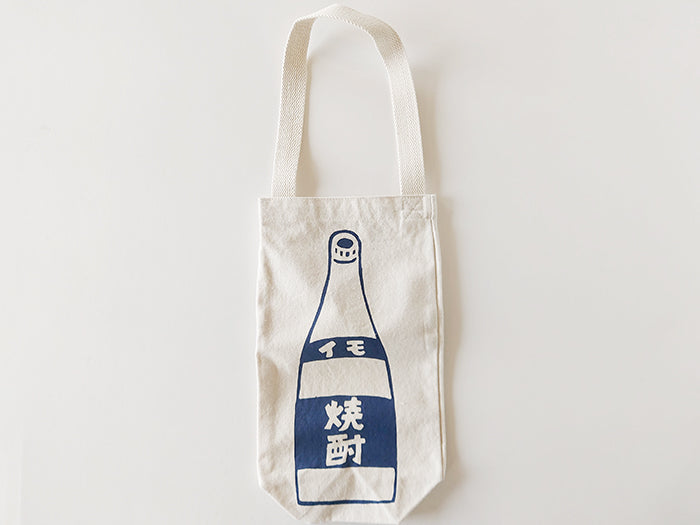 Navy 'Imo Shochu' Design Bottle Bag by Kagomania