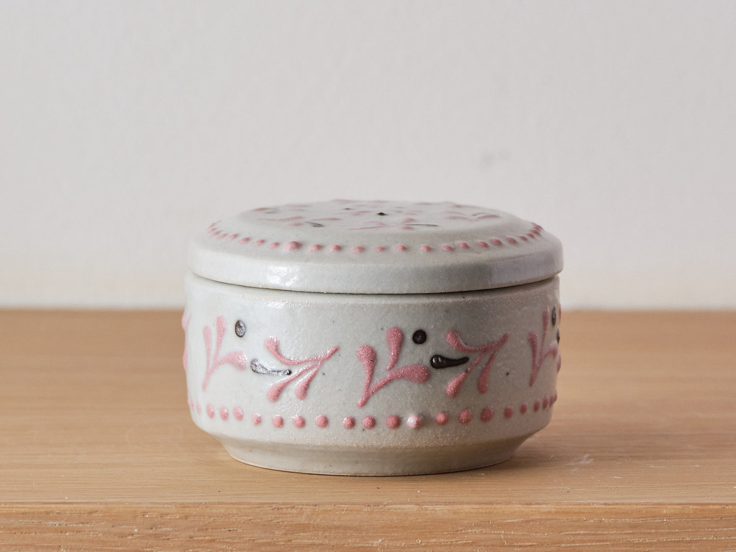 Cherry Blossom Patterned Pot with Lid by Tomoka Nomura
