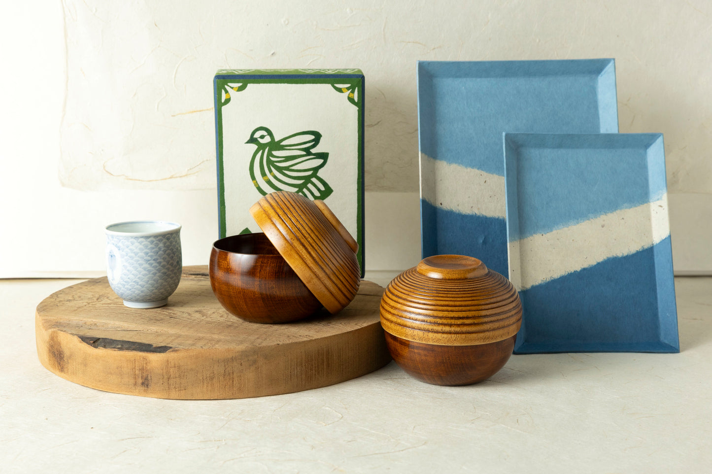 
                  
                    [Atelier Densan]  Indigo dyed Paper Tray - Larger size.  By Awa Tesuki Washi.
                  
                