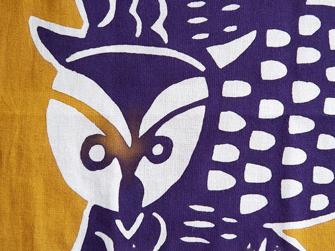 Owl Design Hand Dyed Tenugui by Yotsume