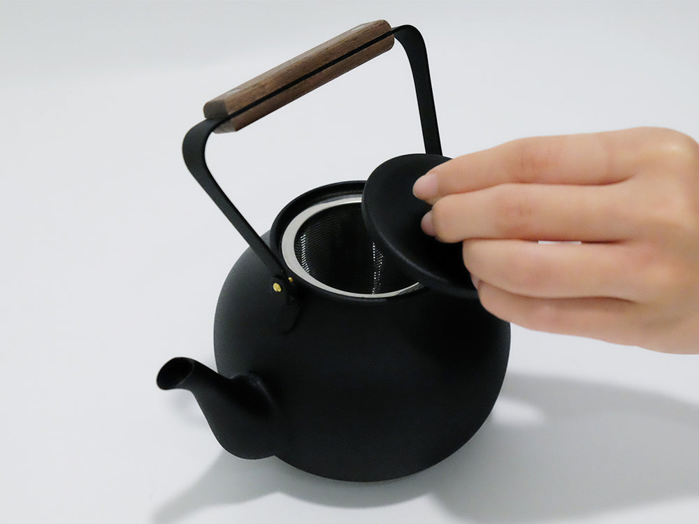 Miyazaki Seisakusho CHA-12 Tea Kettle, Large, 0.6 Gal (2.0 L), Induction Compatible, Black Kettle