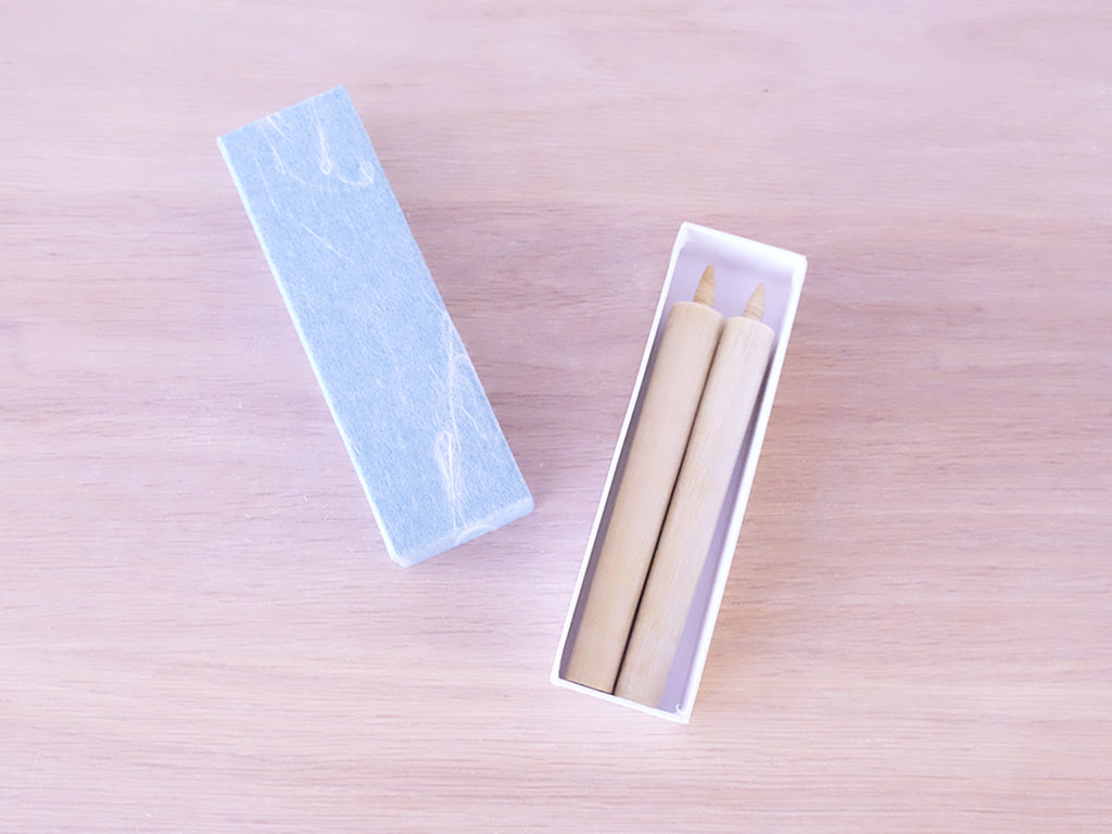 
                  
                    Box of 2 Japanese Candles (Small: 5 Momme) by Ōmori Warōsoku
                  
                